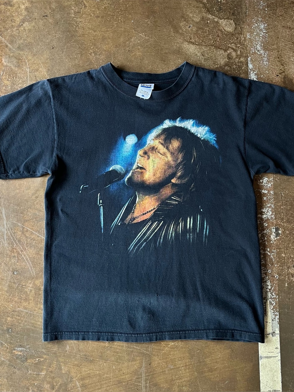 Rod Stewart Black 2007 Double Sided Concert Tour Tee Anvil Tag Medium M Retro